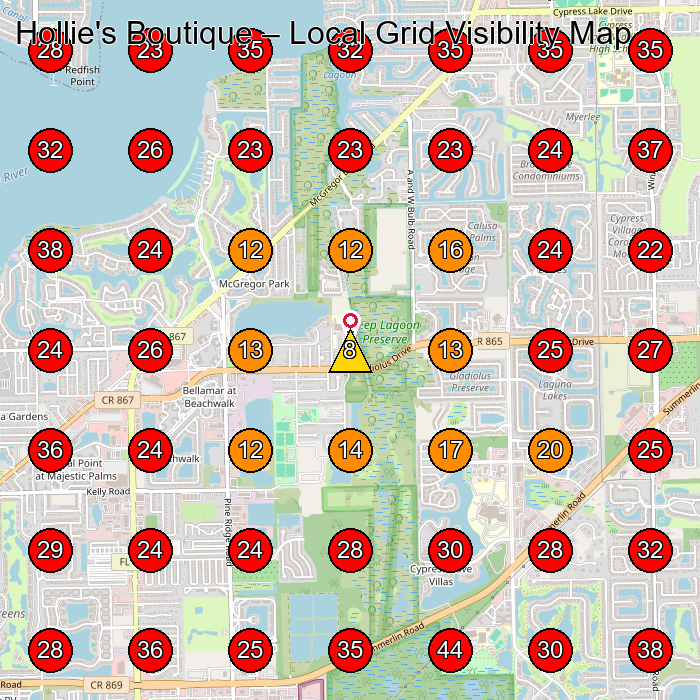 Hollie's Boutique GeoGrid visibility map for Women'S Clothing Store in Fort Myers